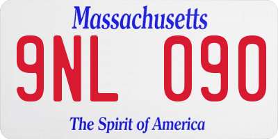 MA license plate 9NL090