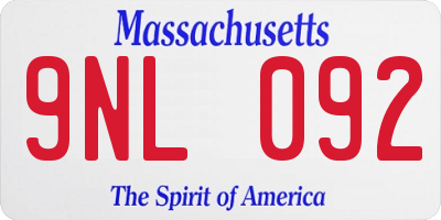 MA license plate 9NL092