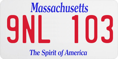 MA license plate 9NL103