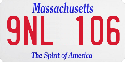 MA license plate 9NL106