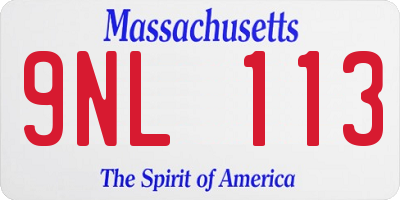 MA license plate 9NL113