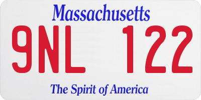 MA license plate 9NL122