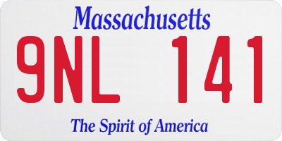 MA license plate 9NL141