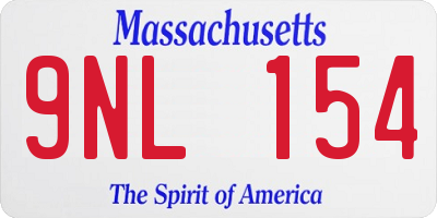 MA license plate 9NL154
