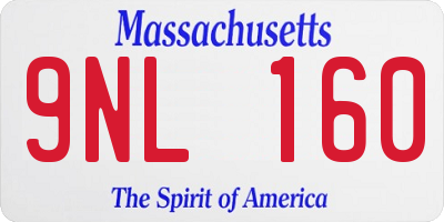 MA license plate 9NL160