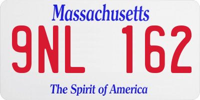 MA license plate 9NL162