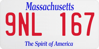 MA license plate 9NL167