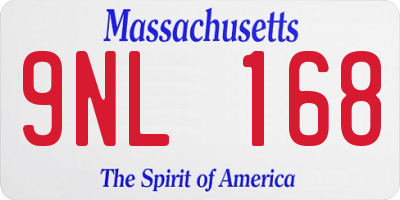 MA license plate 9NL168