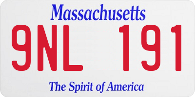 MA license plate 9NL191