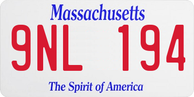 MA license plate 9NL194