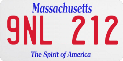 MA license plate 9NL212