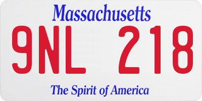 MA license plate 9NL218