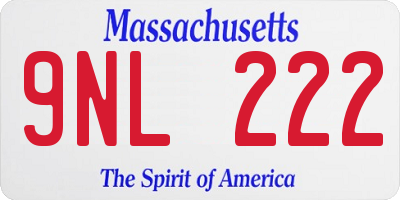 MA license plate 9NL222