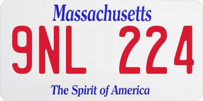 MA license plate 9NL224