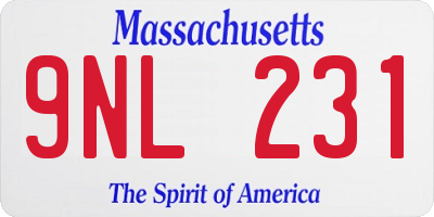 MA license plate 9NL231