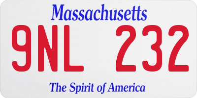 MA license plate 9NL232