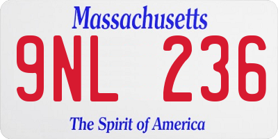 MA license plate 9NL236