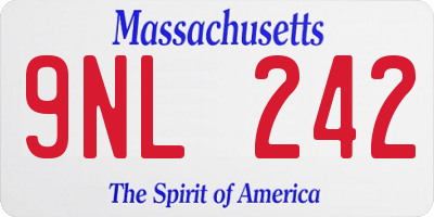 MA license plate 9NL242