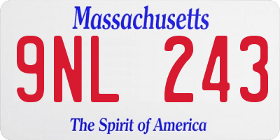 MA license plate 9NL243