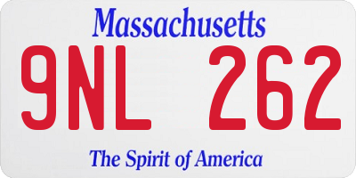 MA license plate 9NL262