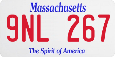 MA license plate 9NL267