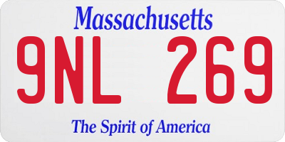 MA license plate 9NL269