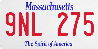MA license plate 9NL275