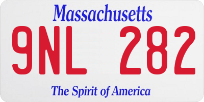 MA license plate 9NL282