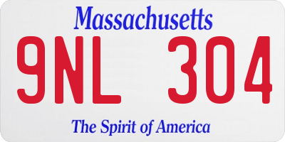 MA license plate 9NL304