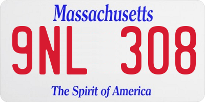 MA license plate 9NL308
