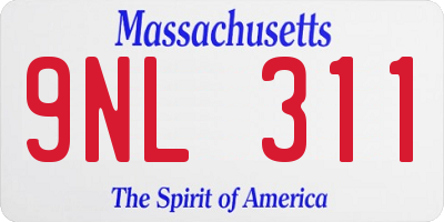 MA license plate 9NL311