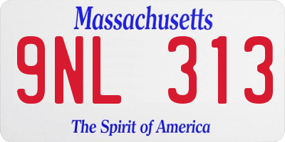 MA license plate 9NL313