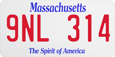 MA license plate 9NL314