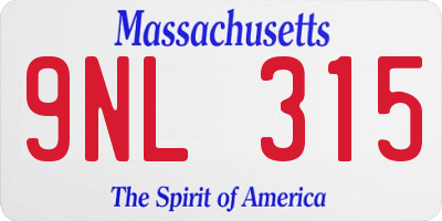 MA license plate 9NL315