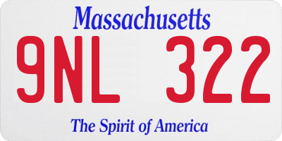 MA license plate 9NL322