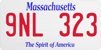 MA license plate 9NL323