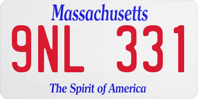 MA license plate 9NL331