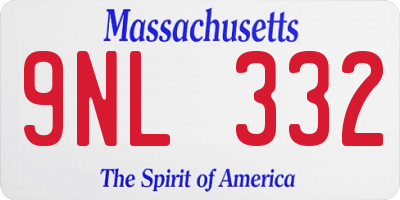 MA license plate 9NL332