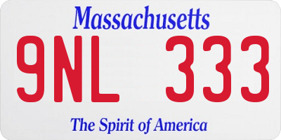 MA license plate 9NL333
