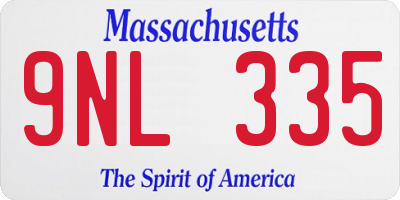 MA license plate 9NL335