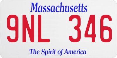 MA license plate 9NL346