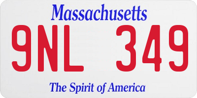 MA license plate 9NL349
