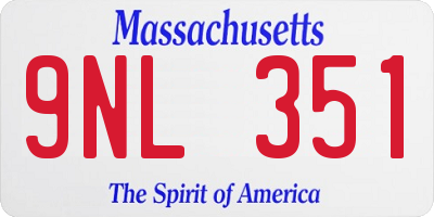 MA license plate 9NL351