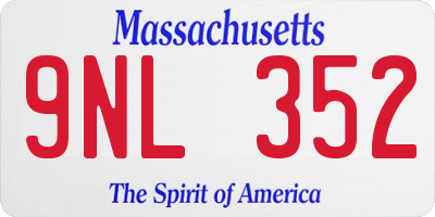 MA license plate 9NL352