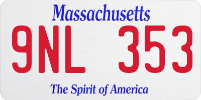 MA license plate 9NL353