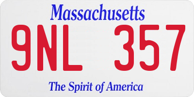 MA license plate 9NL357