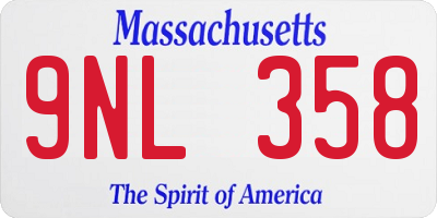 MA license plate 9NL358