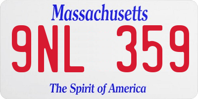 MA license plate 9NL359