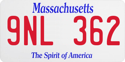 MA license plate 9NL362