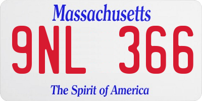 MA license plate 9NL366